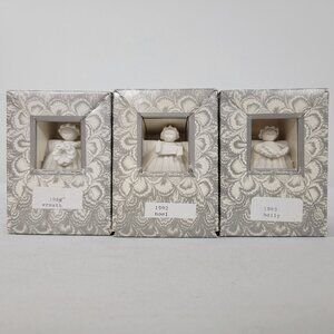 Margaret Furlong Lot of 3 Ornaments Wreath 1984 or 85 , Noel 1992 , Holly 1983